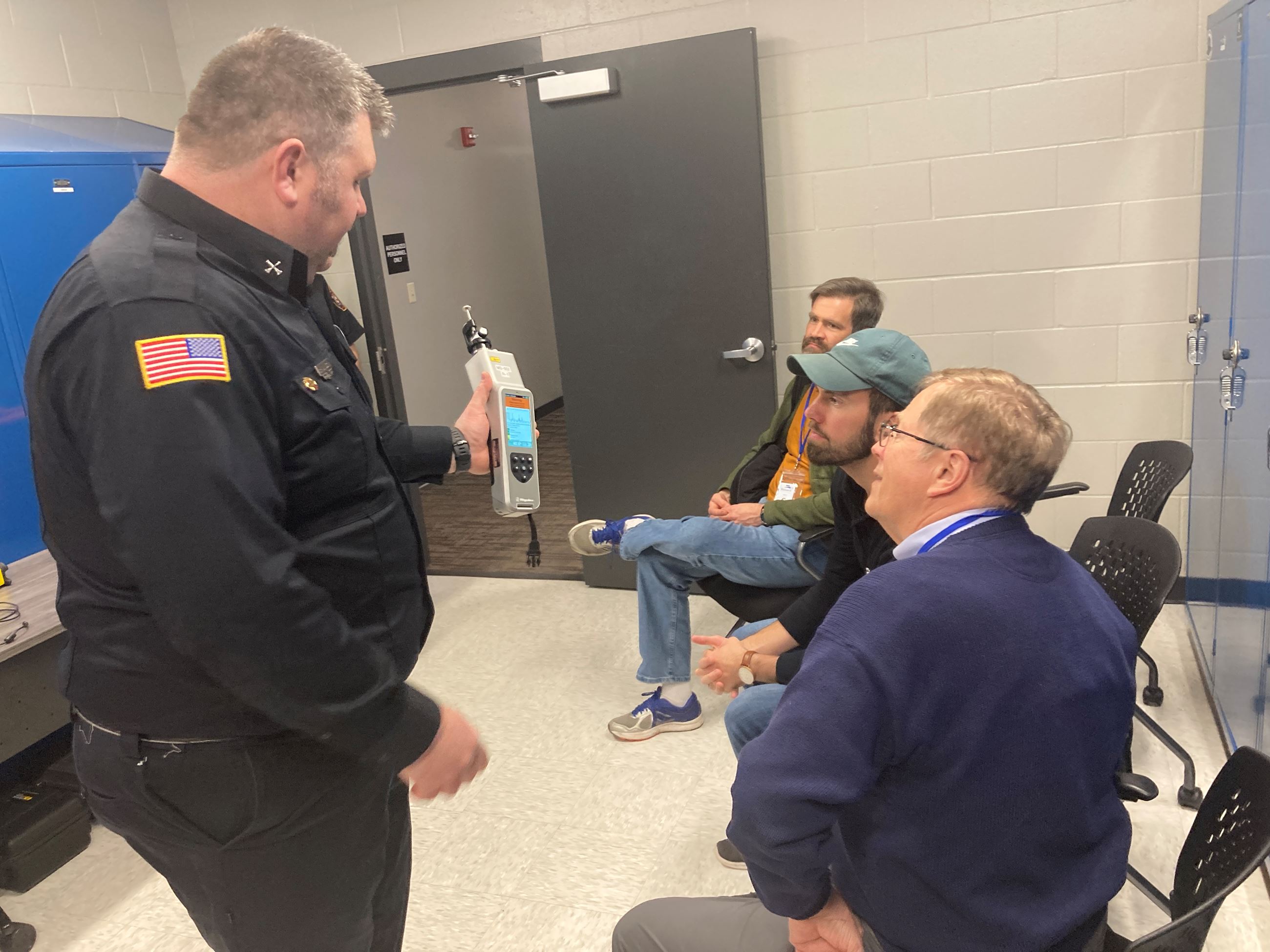 Citizen Academy learns about the various tools firefighters use during fire suppression. 