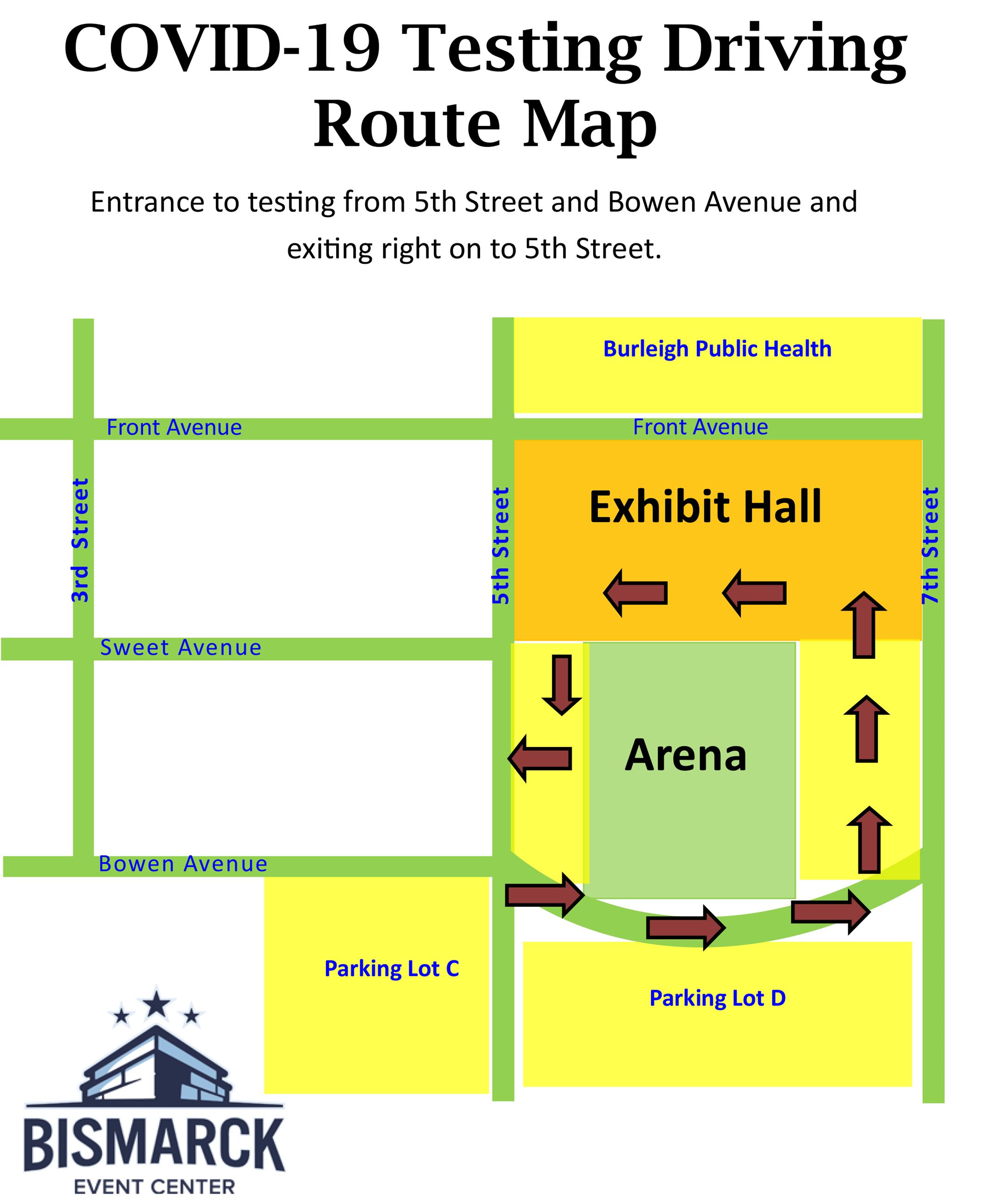 Traffic flow map for COVID-19 testing event on July 7, 2020