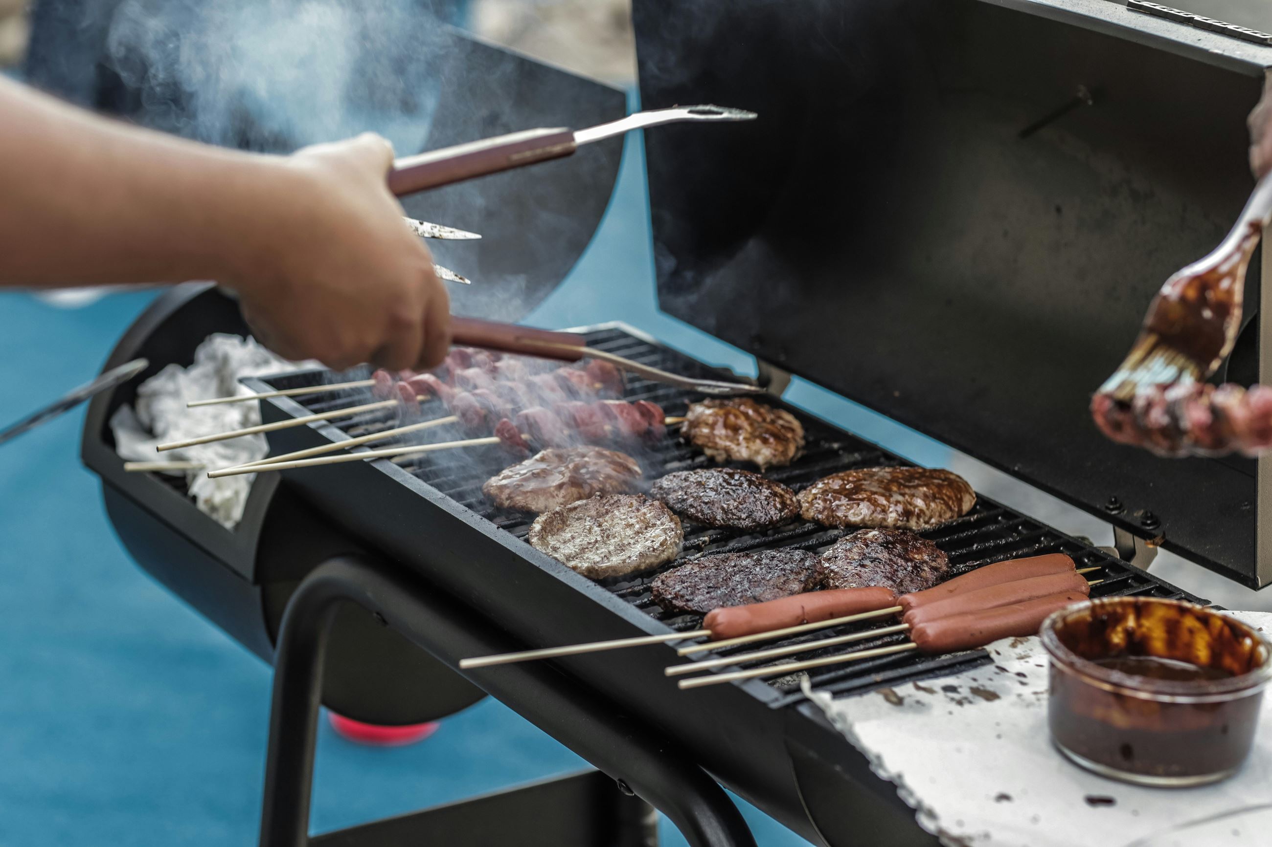 Food being cooked on grill 